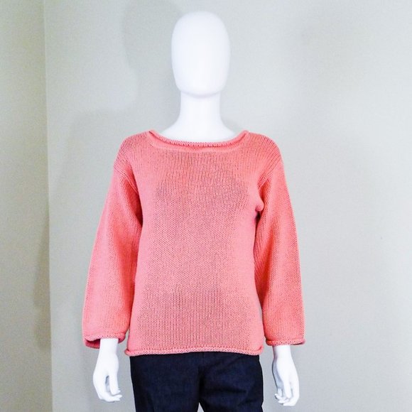 CHELSEA STUDIO CORAL ORANGE LONG SLEEVE BOAT NECK SWEATER - TERRA COTTA - MEDIUM - Picture 2 of 6